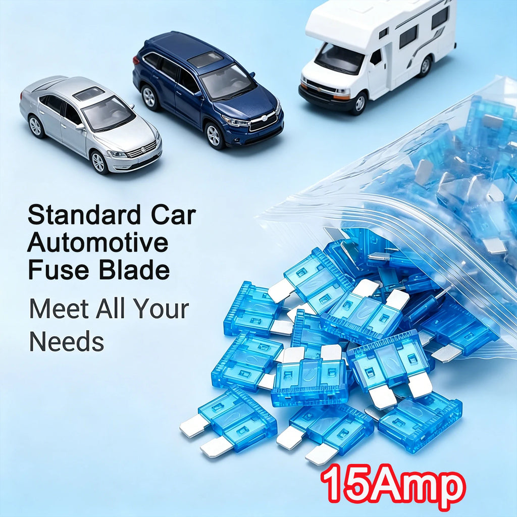 30-200PCS 15A Standard Blade Fuses Kit Automotive Car Fuse Truck ATC/ATO Assortment for RV Boat Trailer