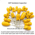 5Pcs 10V 16V 25V 35V 50V 1UF 2.2UF 3.3UF 4.7UF 10UF 22UF 33UF 47UF 100UF 220uF 0.1uF 0.22uF 0.47uF 0.68uF DIP Tantalum Capacitor