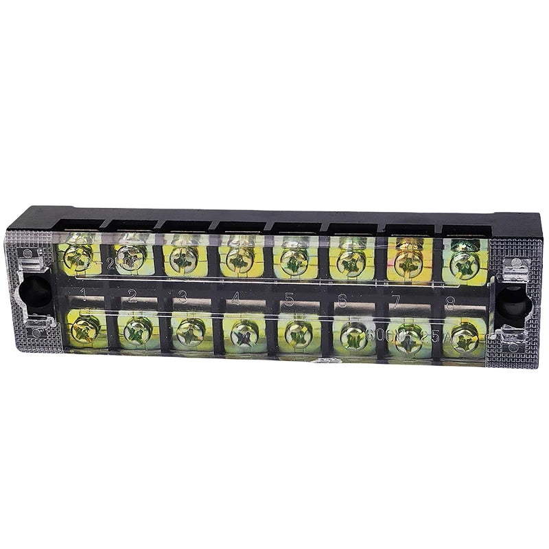 1PCS TB2508 Dual Row Thick Copper Screw Terminal Block Flame Retardant Grounding Strip Wire Connector Durable 600V 25A