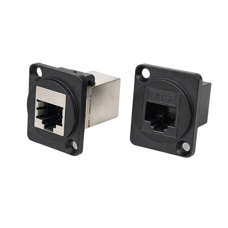D Type RJ45 CAT5E CAT6 CAT6A CAT7 Panel Mount Feed Through Connector Shielded Ethernet Socket for Rack Cabinet Wall Plate 8P8C