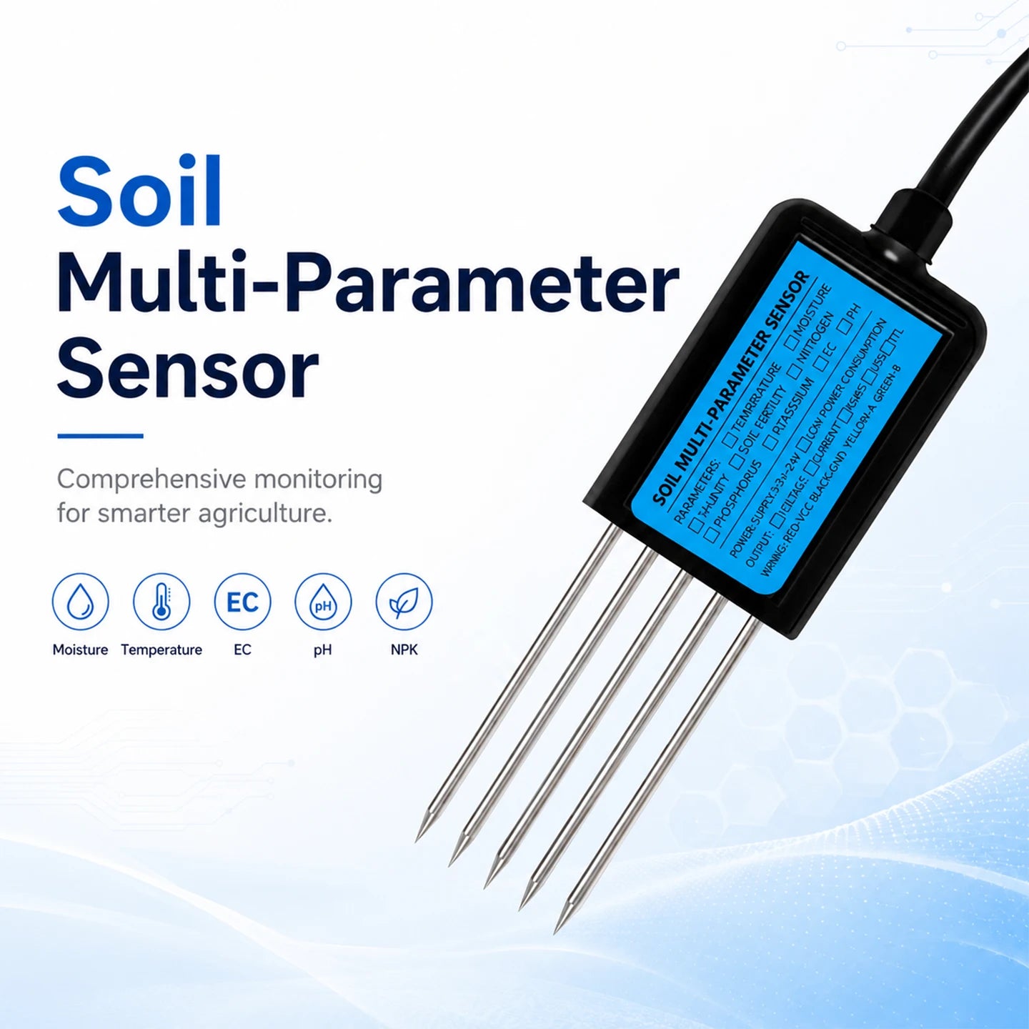 High Precision Agriculture Soil Sensor Moisture Temperature Humidity EC PH NPK with Optional 4-20mA 0-5V RS485 Output