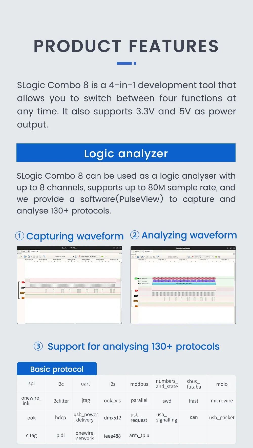 Sipeed SLogic Combo 8 Slogic Analyzer CKlink DAplink Debugger UART Module Powerful 4-in-1 Debugger DAPLink CKLink Debugger Tool