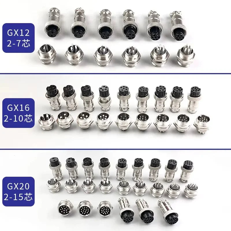 5pcs GX12 GX16 GX20 2 3 4 5 6 7 8 9 10 12 14 15 Pin Docking Aviation Plug Socket Circular Connector