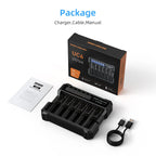 MC6C 6-Slot Independent Charger LCD Display for Li-ion Ni-MH USB-C Input 0V for 21700 18650 Li Battery AA AAA Battery Activation