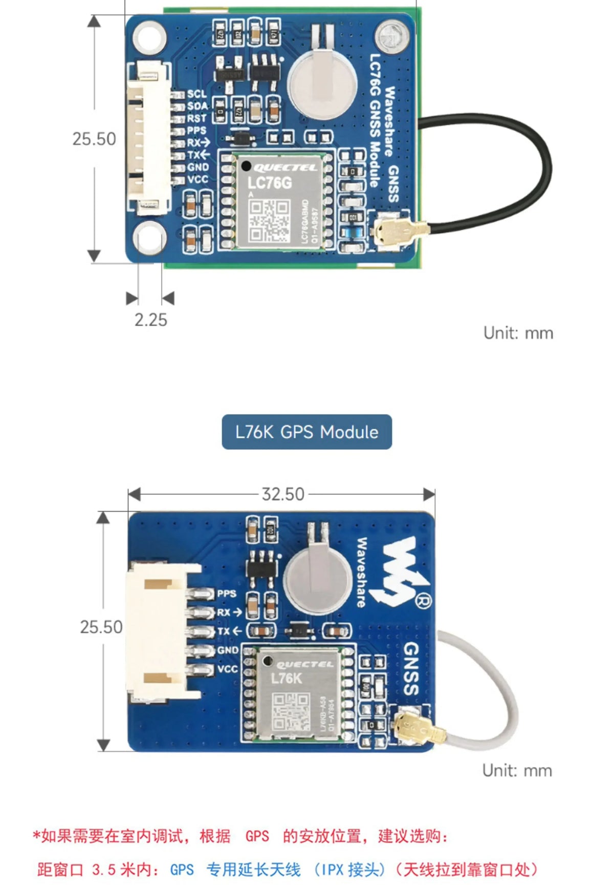 Raspberry Pi 5/4B GPS Module - LC76G GNSS BeiDou Positioning with UART/I2C Interface