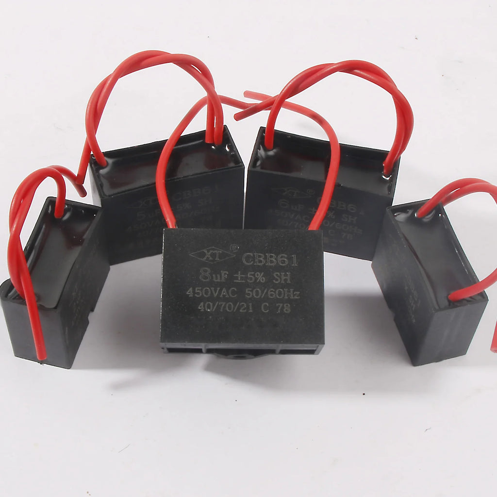 5pcs CBB61 Capacitor 450vac Fan Motor Run Starting Capacitors 0.5uf 1uf 1.5uf 3uf 4uf 8uf