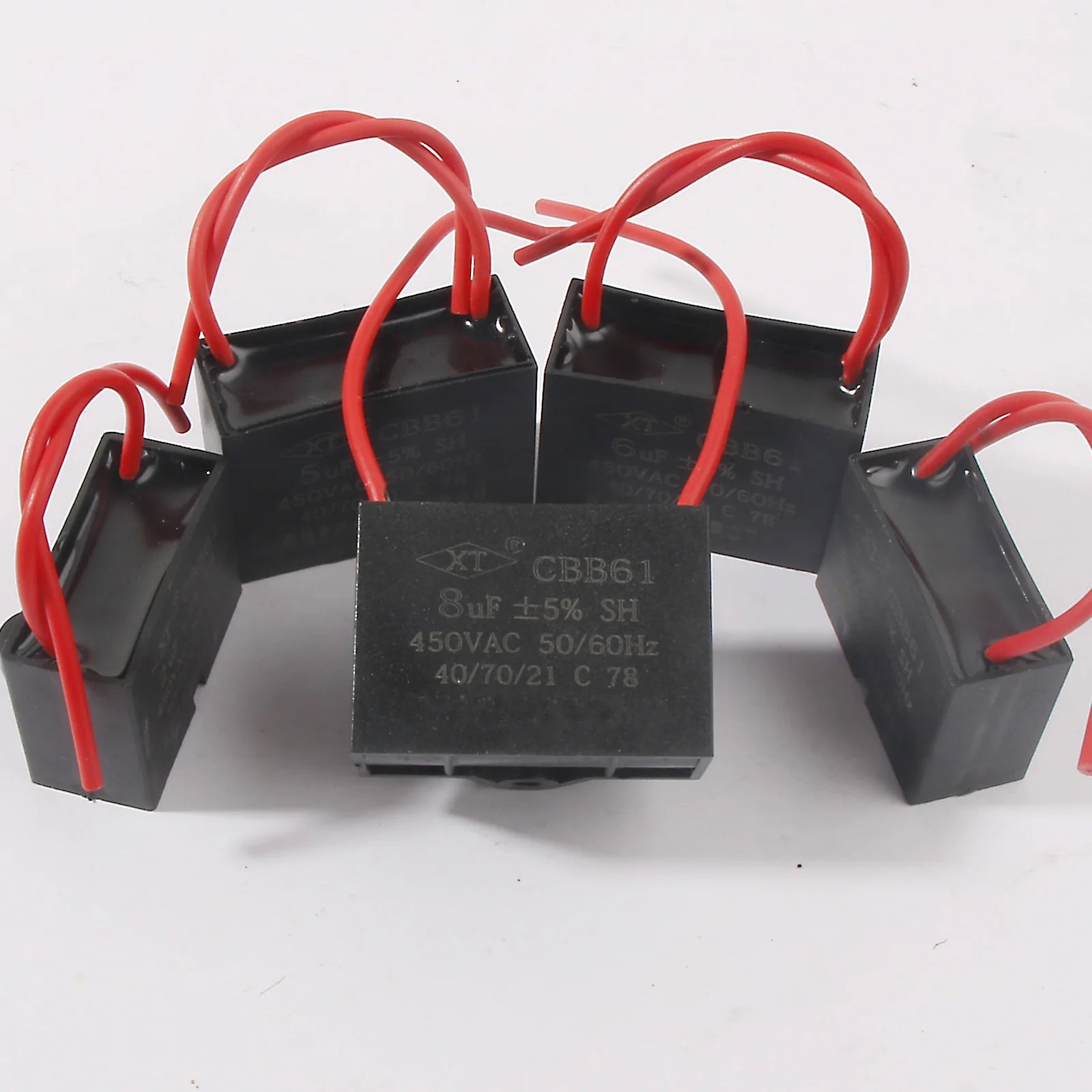 5pcs CBB61 Capacitor 450vac Fan Motor Run Starting Capacitors 0.5uf 1uf 1.5uf 3uf 4uf 8uf
