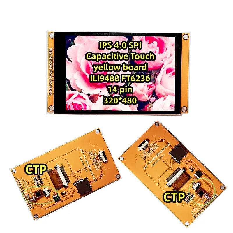 New IPS 4.0 Inch SPI Capacitive Touch Yellow Board Module ILI9488 FT6236 Esp32 14 Pin Electronic 320*480