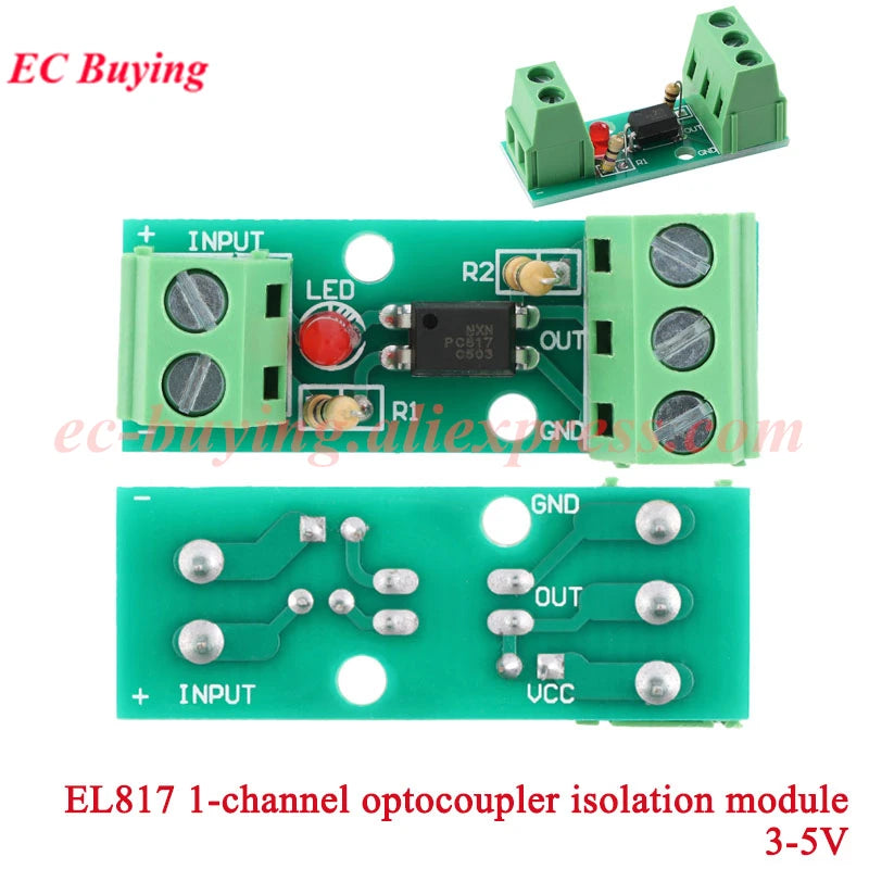 EL817 PC817 1 2 4 8 Way Channel Optocoupler Isolation Module PLC 3V-5V 12V 24V Photoelectric Isolator Optical Coupler Board