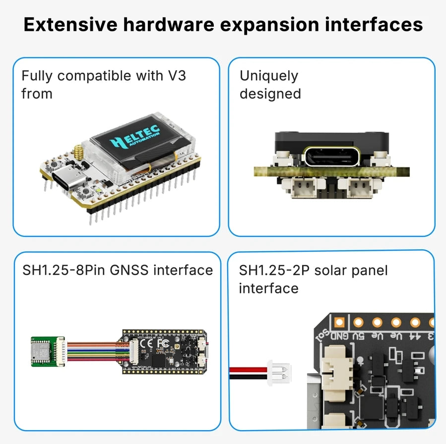 Meshtastic Heltec Wifi LoRa 32 V4 Dev-Board with 0.96inch OLED ESP32 SX1262 GPS Solar Powered Low Power WiFi BLE for Arduino IoT