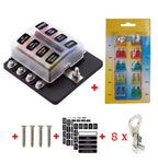 Universal Car 6 Way 8 Way Blade Fuse Terminal Block Auto Track Fuse Holder Box Wiring Power Connector Switch With Light 12V 24V
