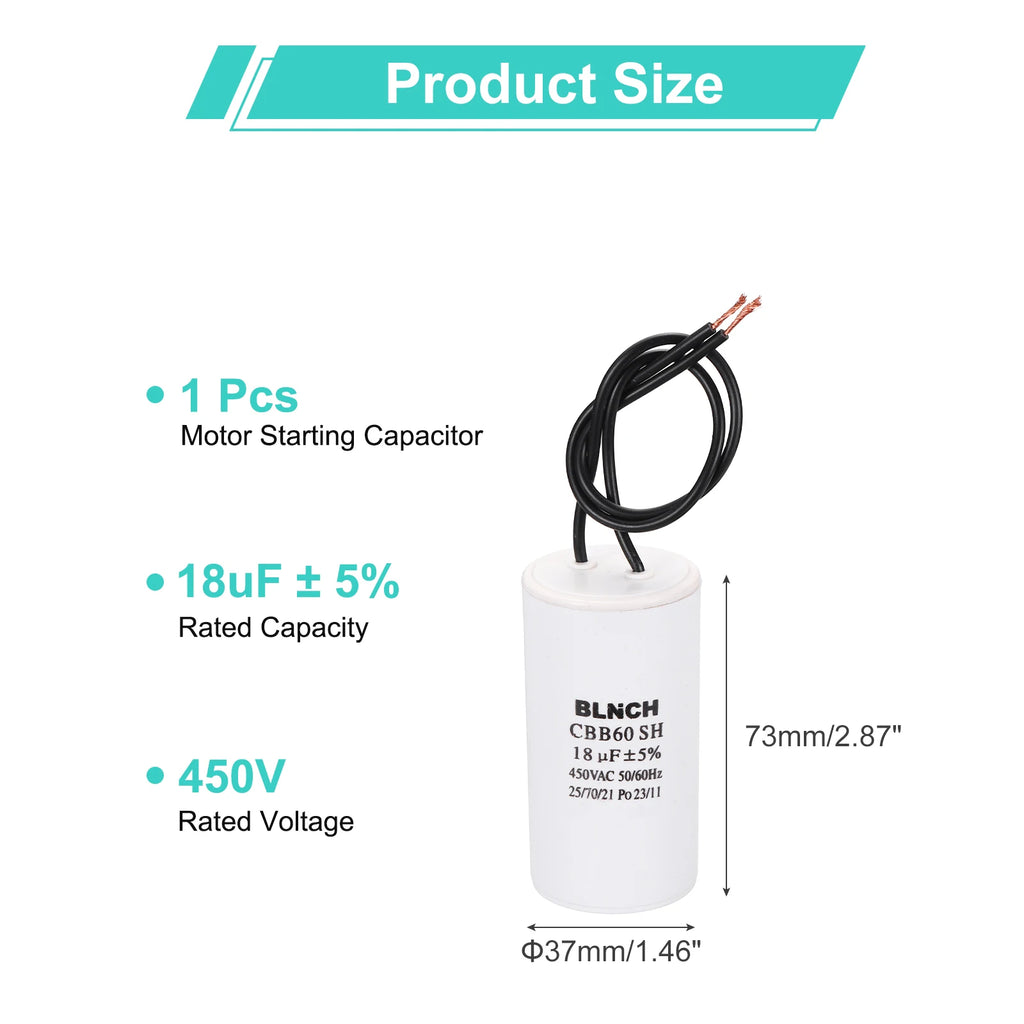 1/2Pcs CBB60 Running Capacitor 3-100uF 450V 2 Wire Electric Air Compressor Motor Run Starting Capacitor for Washing Machine