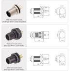 M12 2 3 4 5 6 8 12 17 Core Flange Socket PCB Board Aviation Plug Male and Female Hole size 12/16mm Waterproof Connector