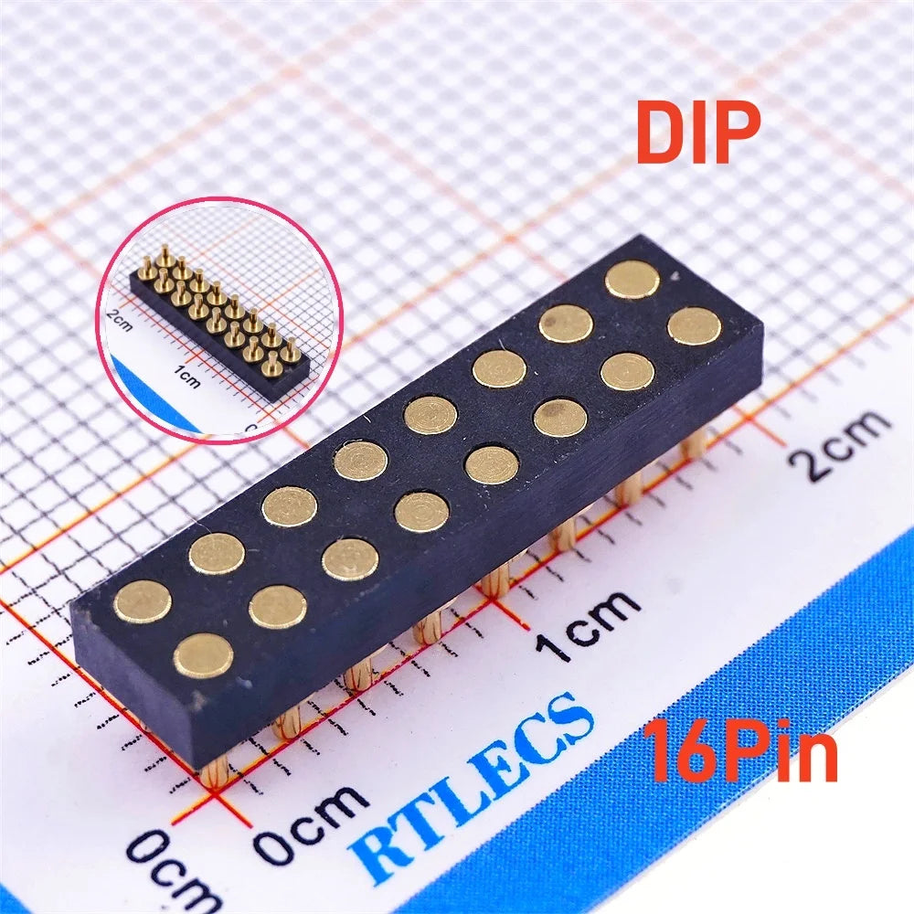 5Pcs Target PAD Connector 2.54 Grid 4 6 8 10 12 14 16 20 Pole Female Spring Pogo Pin Header Socket Power Charge DIP SMD Dual Row