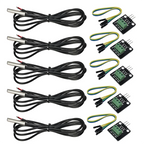 -ABAB Stainless Steel For Raspberry Pi DS18B20 Waterproof Temperature Sensor Probe Moudle Module Kit, 5 Pieces, 1 Meter