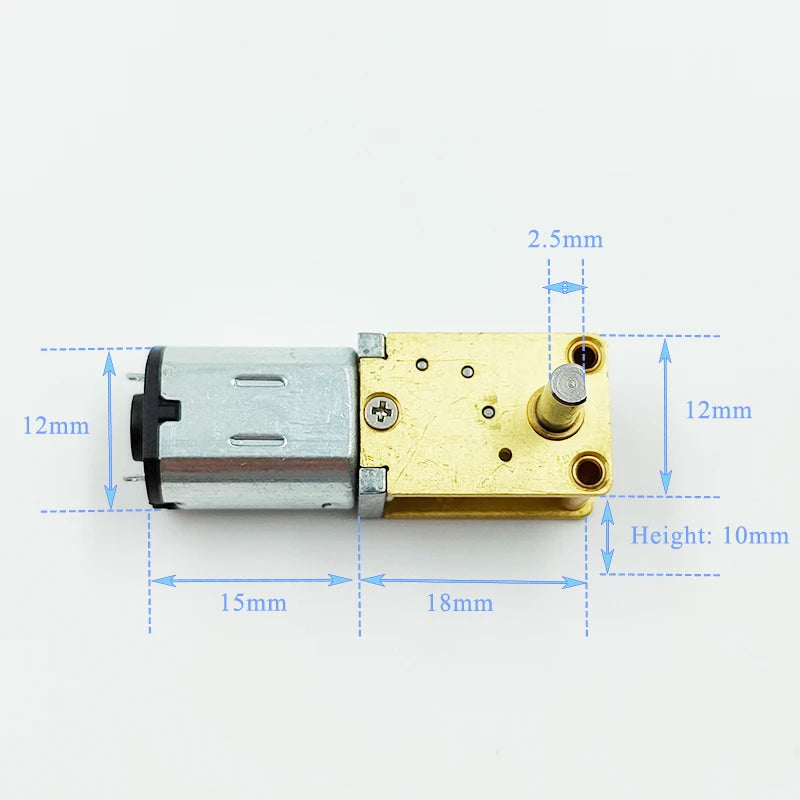 N20 Gear Motor 12V 90 Deg D Shaft Micro Worm Precision Full Metal Gearbox Motor Large Torque DIY Robot Smart Car Electronic Lock