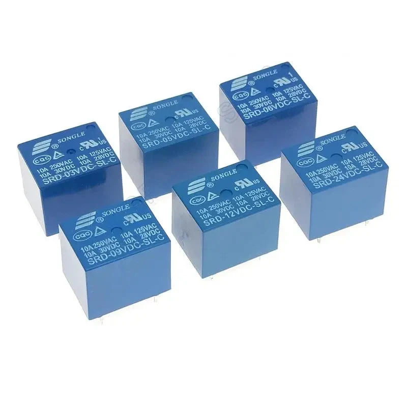 100Pcs/lot  SRD-05VDC-SL-C SRD-12VDC-SL-C SRD-24VDC-SL-C SRD -03V 05V 06V 09V 12V 24V 48V DC Power Relays 10A 250VAC 5PIN T73
