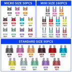300/180pcs Car Blade Fuse Assortment Kit Auto Truck Automotive Medium Small Fuse Mixed Motorcycle Circuit Fuse With Box