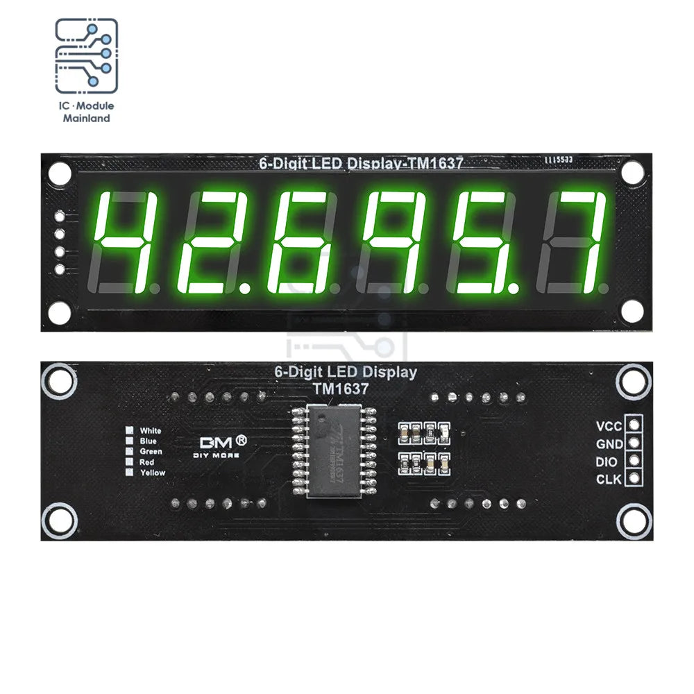 4/6-Digit 0.56 Inch 7 Segments Digital Tube Clock Module Double Dots LED Display TM1637 Blue Yellow White Green Red For Arduino