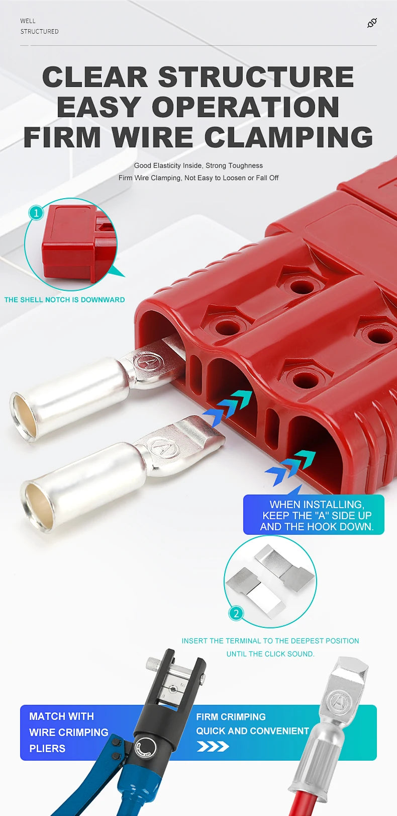2pcs 50A 75A 175A 3P Battery Power Connector Kit Quick Disconnect Plug 600V Car Forklift Battery Charging Electrical Connectors
