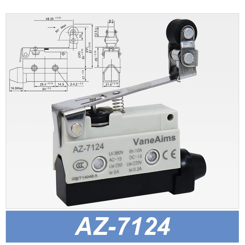 Waterproof AZ Micro Limit switch 10A 250V AZ-7312 AZ-7311 AZ-7121 AZ-7120 Small Roller Lever Travel Switch without fixation