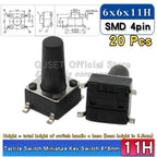 20pcs SMD Tactile Switch 6*6*4.3mm 6x6x5/6/7/8/9/10/11/12/13/14mm 6X6 4-Pin SMT Induction Oven Touch Tactile Button Micro Switch