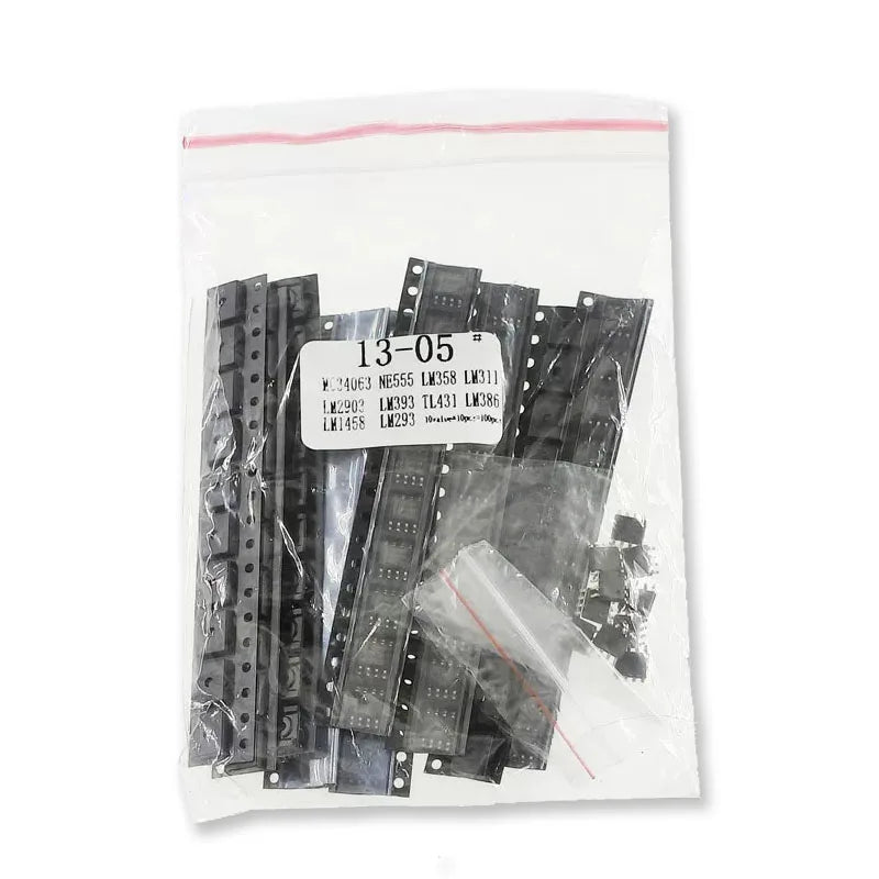 100PCS 10Value Amplifier Circuit DIY Electronic Set SOP-8 NE555 LM358 MC34063 LM393 LM386 LM1458 LM311 TL431 LM293 LM2903 SMD IC