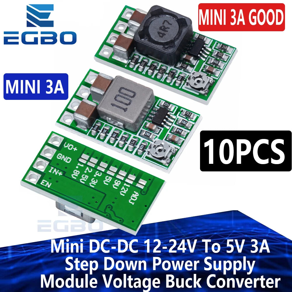 10PCS Mini DC-DC 12-18V To 5V 3A Step Down Power Supply Module Voltage Buck Converter Adjustable 97.5% 1.8V 2.5V 3.3V 5V 9V 12V