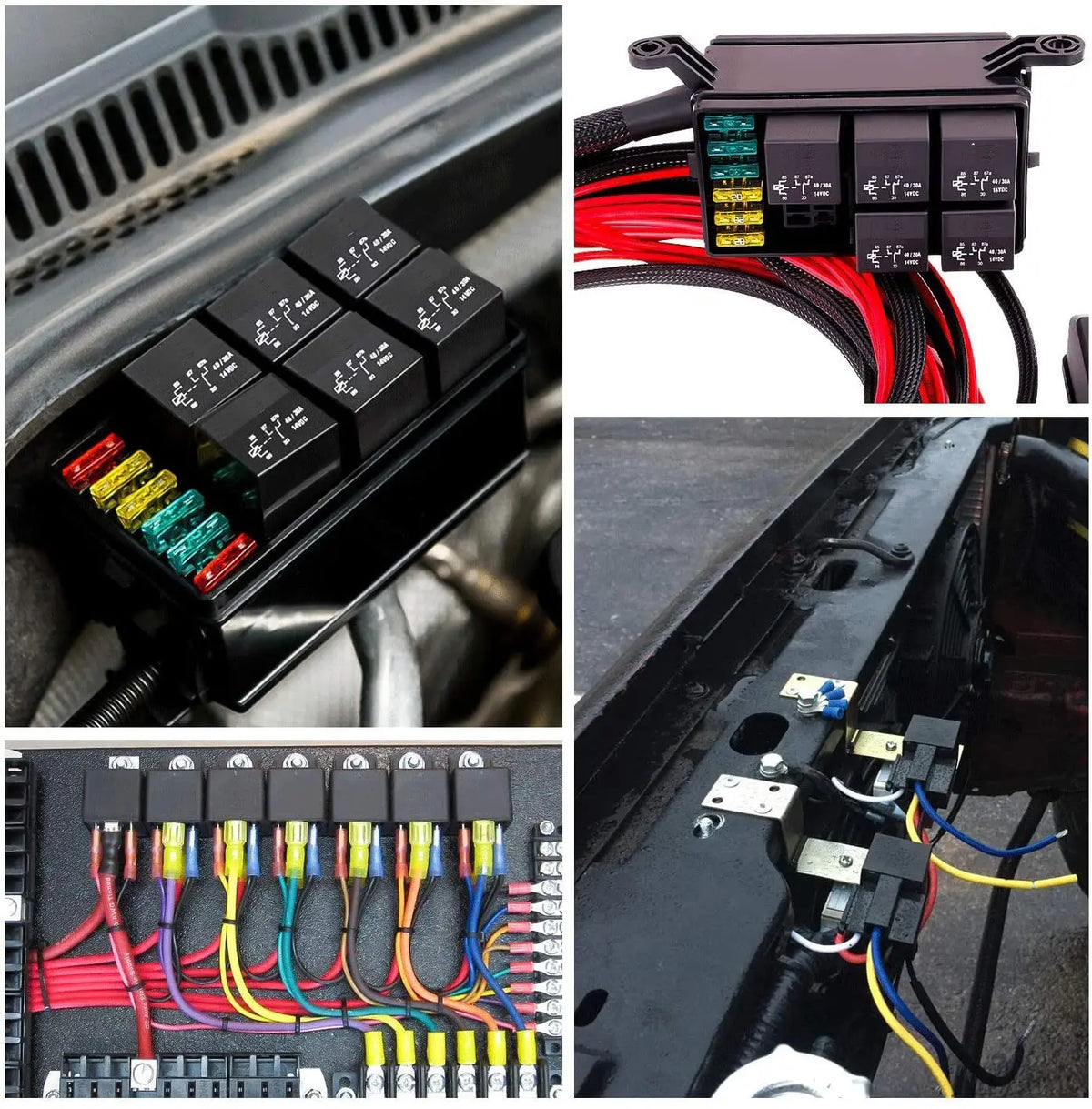 Automotive Relay Harness Kit 4-Pin SPST 40A 12V Sockets Switch Relays with 12&16 AWG Tinned Heavy-Duty Wires, 40 AMP for Car Tru