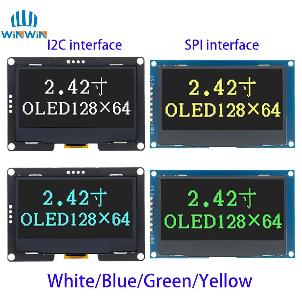 2.4" 2.42 inch 128x64 OLED LCD Display Module SSD1309 12864 7 Pin SPI/IIC I2C Serial Interface for Arduino UNO R3 C51