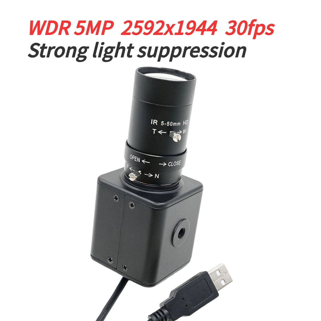 HD 16MP USB Camera With 5-50mm 2.8-12mm Varifocal CS Lens,IMX298 4656X3496 10fps,For Image Recognition,High Shoot Document Scan