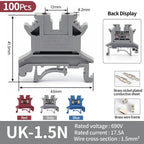 UK-2.5B DIN Rail Universal Brass Block Screw Clamp Wiring Voltage Terminal UK1.5N/3N/5N/6N/10N/16N/25N/35N/50N