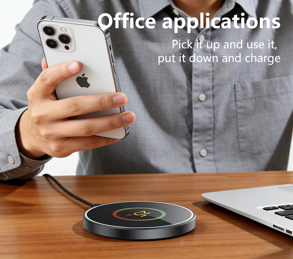 25W Magnetic Wireless Charger Compatible with Apple iPhone 17/16/15, Samsung, Xiaomi Phones, Car, Bedside, Desktop Wireless Indu
