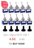 5PCS Miniature Toggle Switch Double Pole Double Throw DPDT (MTS202) ON-ON 120VAC 6A 1/4 Inch Mounting MTS-202
