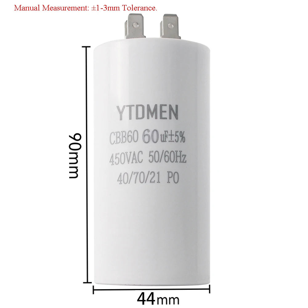 AC 450V CBB60 Dual Insert Motor Starting Capacitor 4pin 4UF-60UF Replacement Motor Run Capacitors For Air Compressor Water Pump