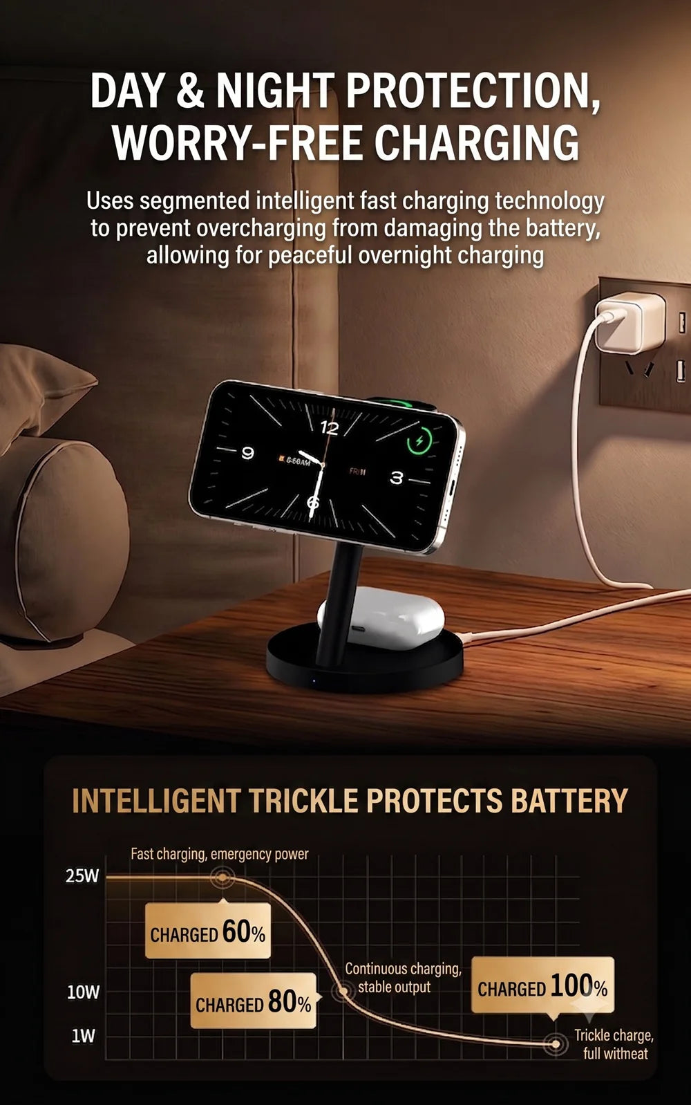 3in1 Qi2.2 25W Fast Wireless Charging Station 45W PD Plug For iPhone 17 16 Pro Max Plus Apple Watch Ultra SE 3 11 10 AirPods