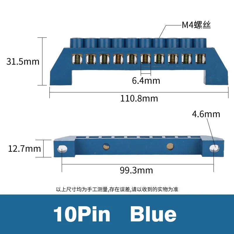 Bridge Type Zero Line Ground Bar Grounding Copper Bar Distribution Box to Zero  Terminal Block Connector Earth Neutral 5-12 Hole