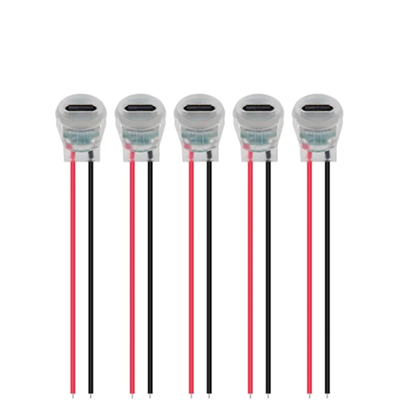 5/10pcs Type-C Female 2P Wire Connector Extension Pigtail Cable Power Cable USB-C Plug Bare Wire Circular Strip Light