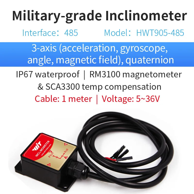 High-Precision Inclinometer HWT605 Accelerometer+Angle+Gyro, MPU9250 IMU, Temperature Compensation, Tilt Angle