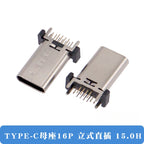 Cltgxdd 2pcs Usb Type C Female Socket 16pin 16p Vertical 180 Degree H=9.3/10/10.5/12.4/13.1/13.7/15/17.5mm Type-c Usb Connector