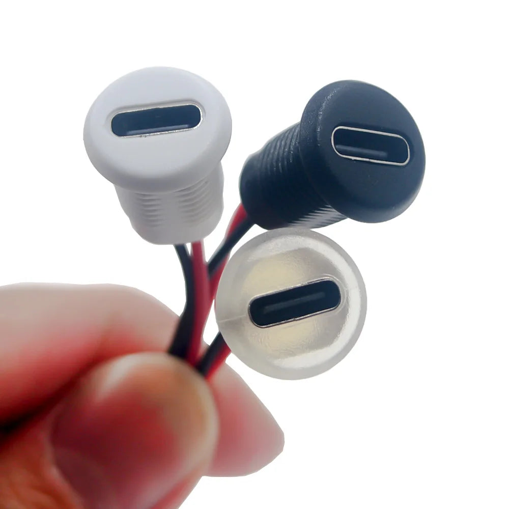 1-10PCS 2Pin USB-C Connector Type-C Waterproof with PH 2.0 nut locking Panel mounting TPC Waterproof Fast Charging jack port