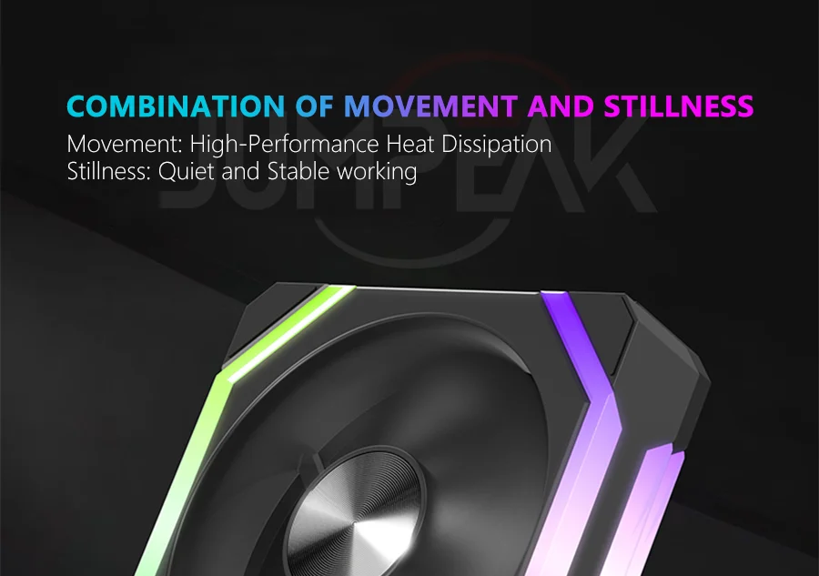 JUMPEAK CS120 ARGB Cooling Fan 360mm 240mm Modular Stackable Splicing Silent 120mm RGB Fans Kit For Gaming PC Case Water Cooler