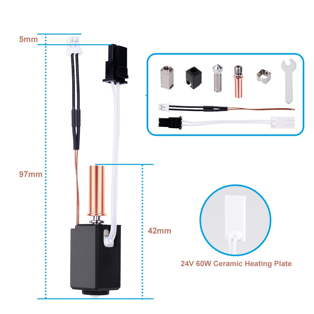 Upgrade Hotend for Anycubic Kobra 2 Thermistor Heater Cartridge 0.4mm Print Head Hot End for Kobra2 Plus/Neo/Pro/Max 3D Printer