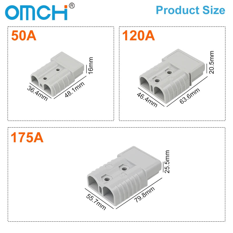 OMCH 1/2/5PCS 50A/120A/175A For Double Pole Plug Connector with Mount Bracket Panel Cover For Boat Truck Cable Connectors Plug