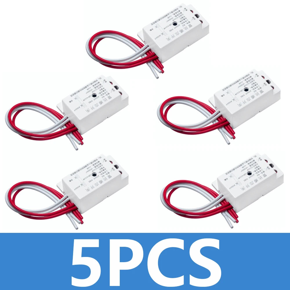 1~10PC 220V AC 50Hz Auto Infrared Sensor Switch PIR Microwave Radar Body Motion Sensor Module Adjustable For Time Distance Range