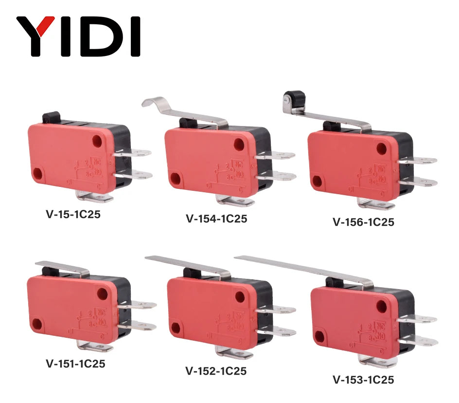 5/10pcs Micro SPDT On Off Momentary Switch Travel Limit Switch 1NO1NC Roller Lever V-15 V-151 V-152 V-153 V-154 V-155 V-156-1C25