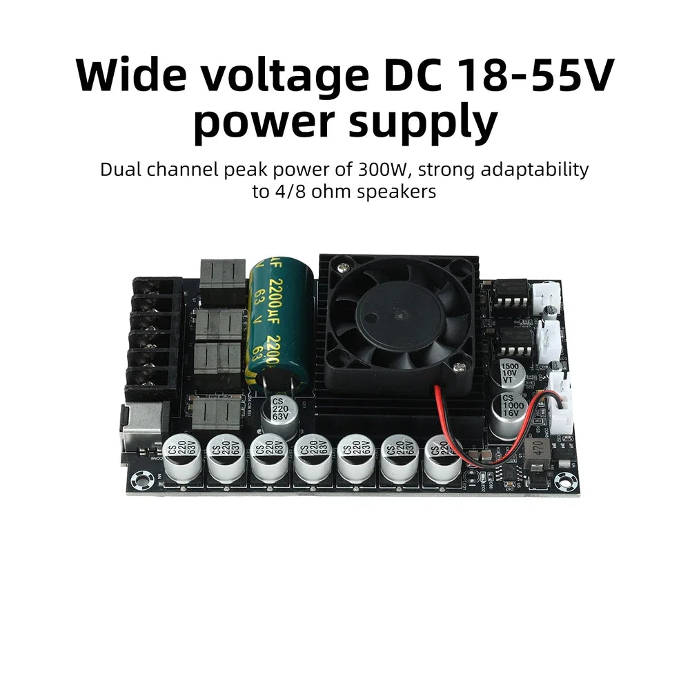 DC 18-55V TPA3255 Fever HIFI Digital Amplifier Board 300W+300W High Power Stereo Amplifier Module