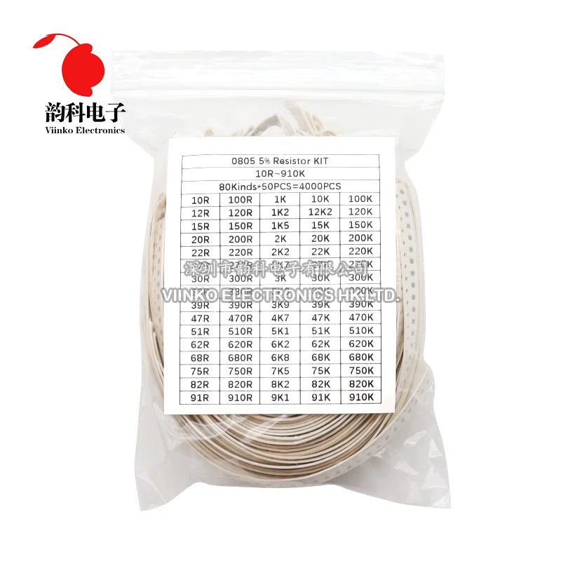 0402 0603 0805 1206 80values SMD Chip Resistor Assorted Kit 5% 10 ohm - 910K Resistance Sample set