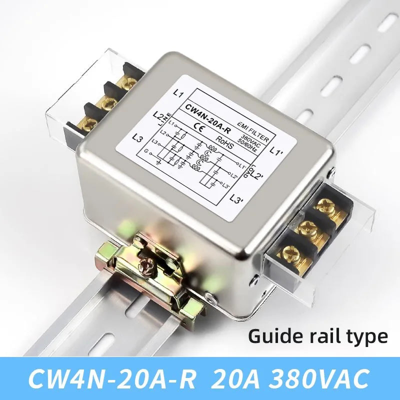 AC power supply EMI filter terminal&Guide rail type CW4N-10/20/30A-R 3-phase 3-wire power purifier Anti-interference for audio