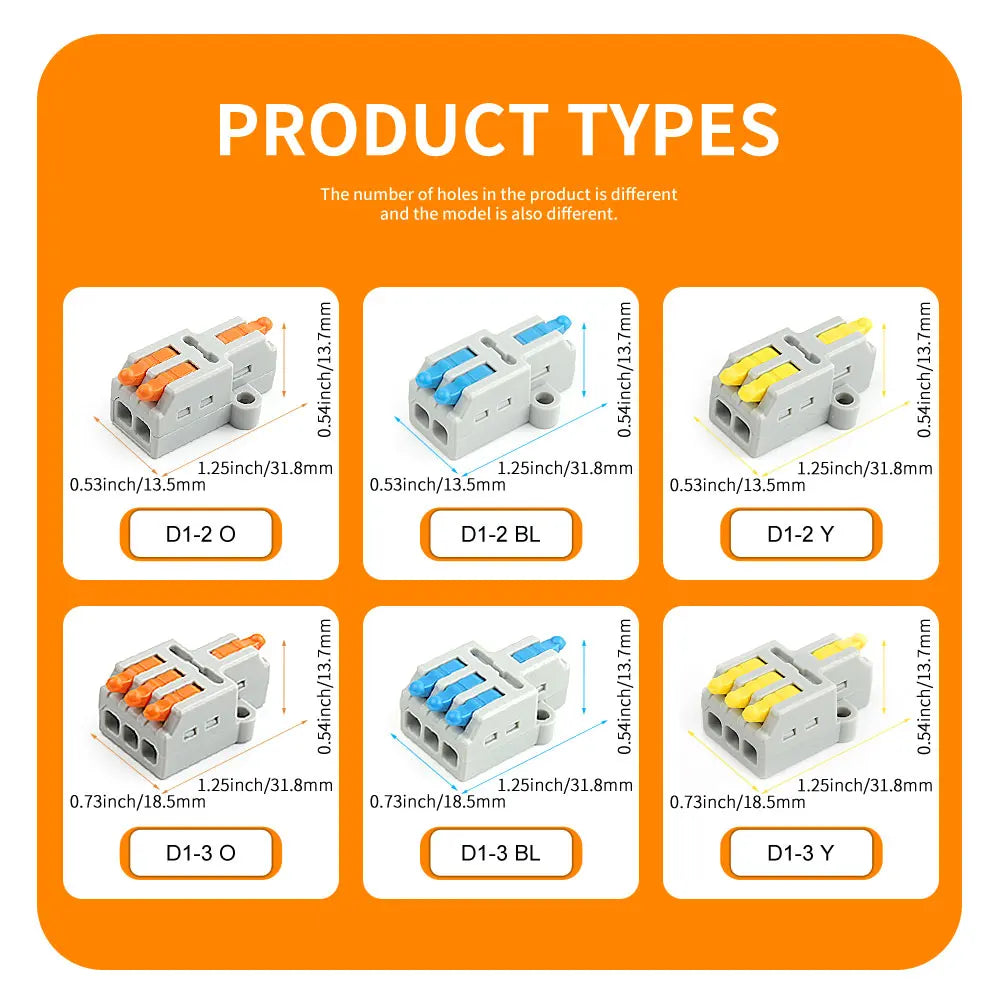 10/50 PCS Universal Compact Mini Fast Wire Connectors Lever Nut Crimp Splitter Electrical Conductors Push-in Home Terminal Block